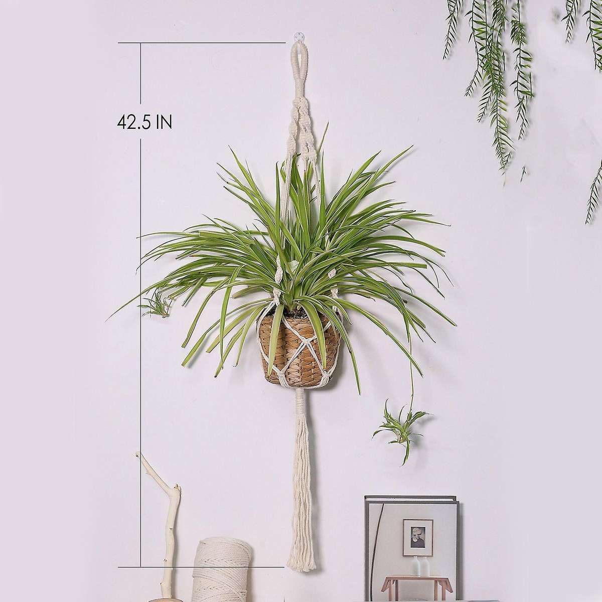 4pcs Handmade Flower Pot Net Bag Braided Home Vintage Decor Plant Hanging Basket Knotted Rope Garde