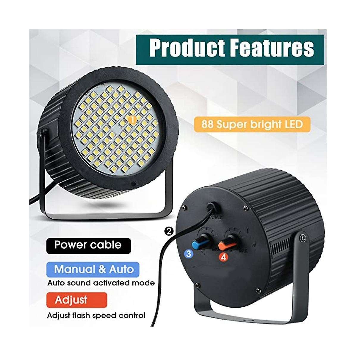 4pcs Led Strobe Light, 88 Bright Led Bulbs, Party Stage Light, Mini Outdoor Led Strobe Light