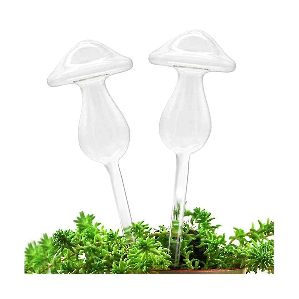 4Pcs Plant Watering Globes, Hand Blown Clear Glass Self Watering Planter Insert Mushroom Watering G
