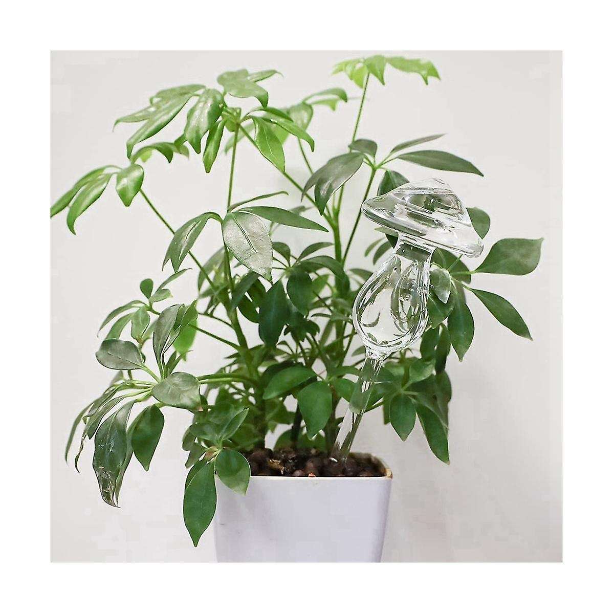 4Pcs Plant Watering Globes, Hand Blown Clear Glass Self Watering Planter Insert Mushroom Watering G