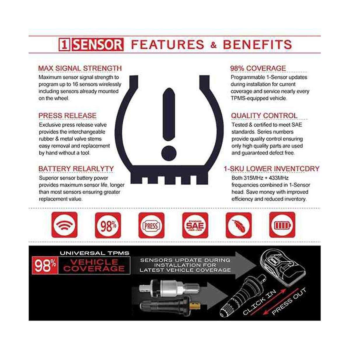 4pcs Programmable Tpms Sensor 433mhz 315mhz Sensor Universal 2 In 1 for Tire Pressure Monitoring Sy
