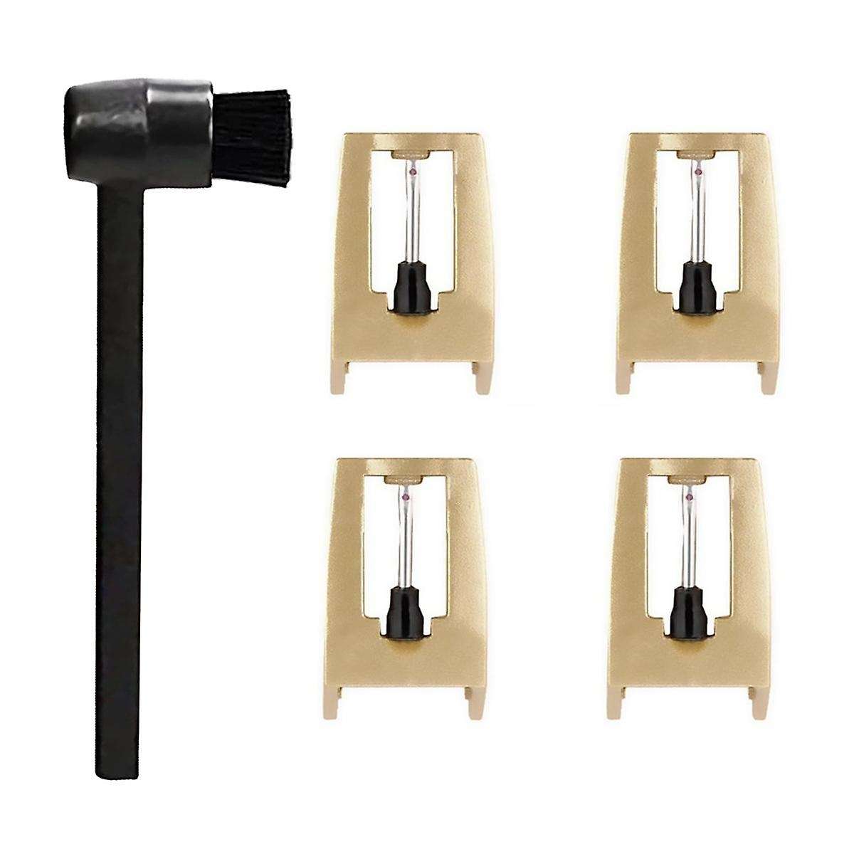 4Pcs Replacement Stylus Vinyl Record Player Needles Diamond Turntable Stylus with a Stylus Cleaning