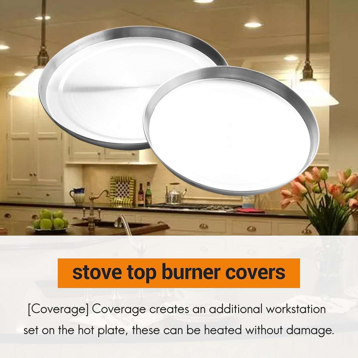 4Pcs Stainless Steel Hob Covers Stove Plate Top Cooker Protector Kit Set Utensils 17/21CM Kitchen Ac