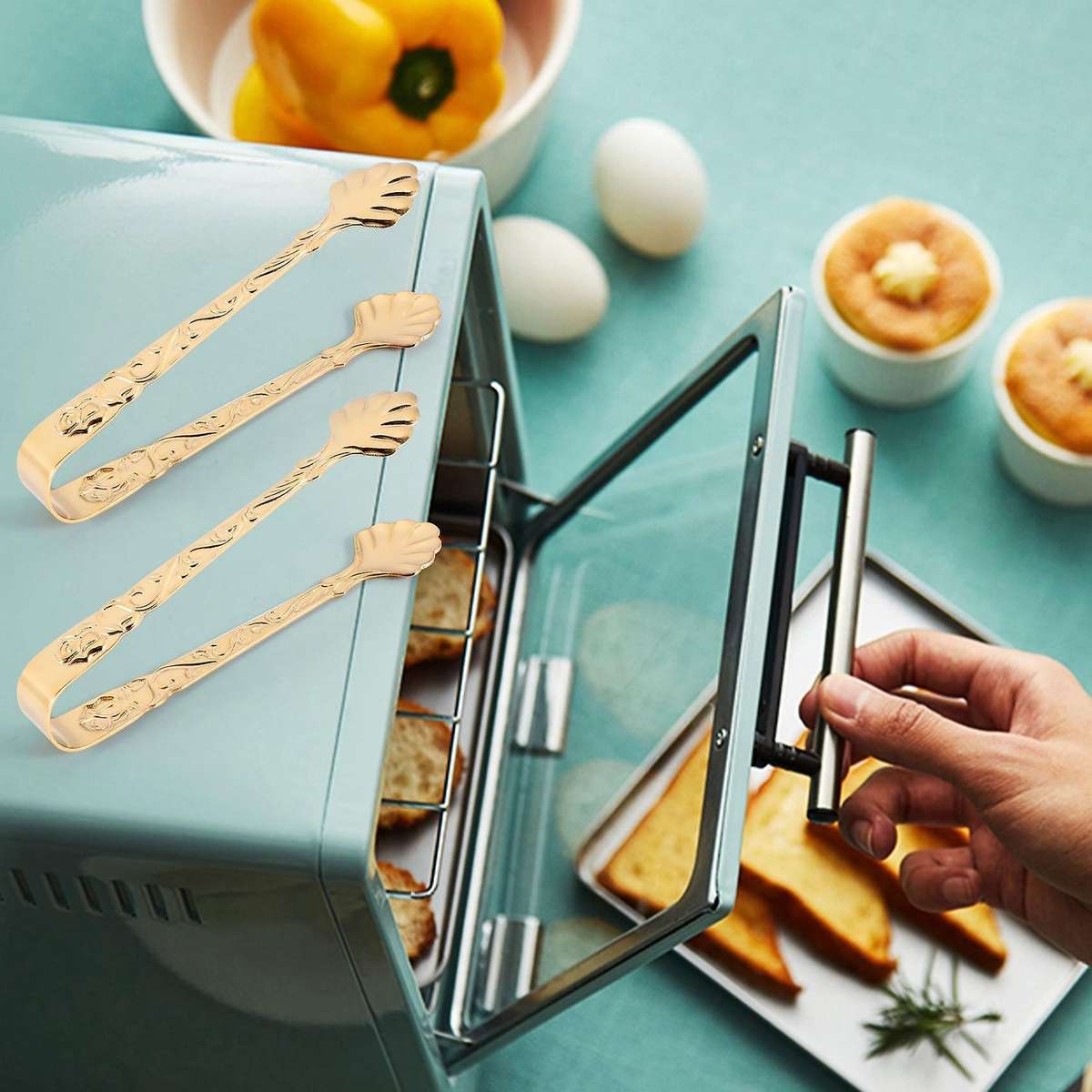 4pcs Stainless Steel Ice Square Clips Sugar Tongs Foods Bbq Clips Ice Clamp Tool Bar Kitchen Servin