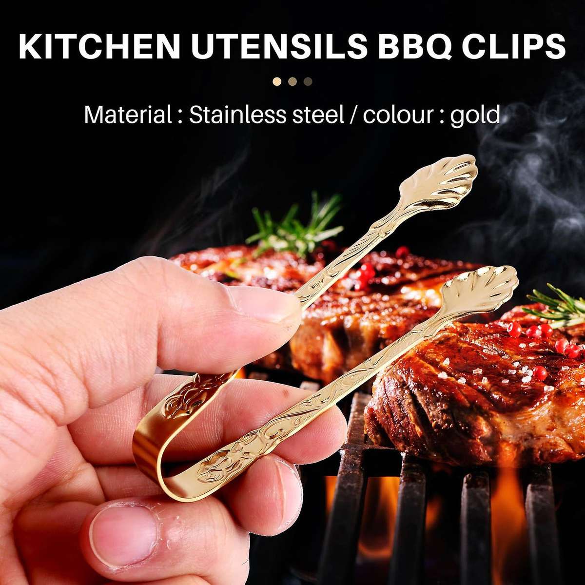 4pcs Stainless Steel Ice Square Clips Sugar Tongs Foods Bbq Clips Ice Clamp Tool Bar Kitchen Servin
