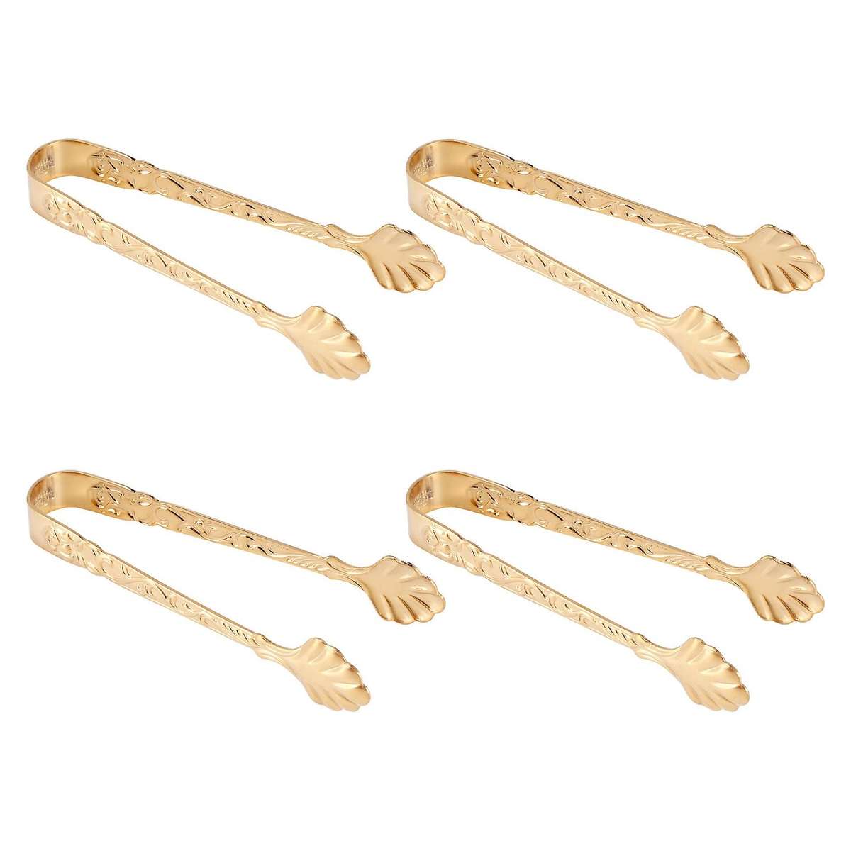 4pcs Stainless Steel Ice Square Clips Sugar Tongs Foods Bbq Clips Ice Clamp Tool Bar Kitchen Servin