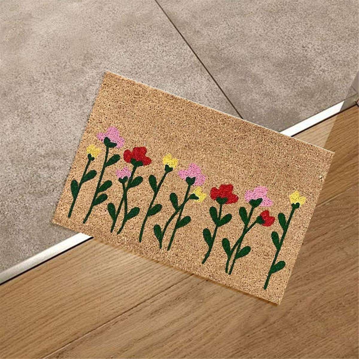 4PCS Summer Doormats Flowers Door Mats Floor Mats Home Indoor Farmhouse Welcome Mats Summer Floor Ma