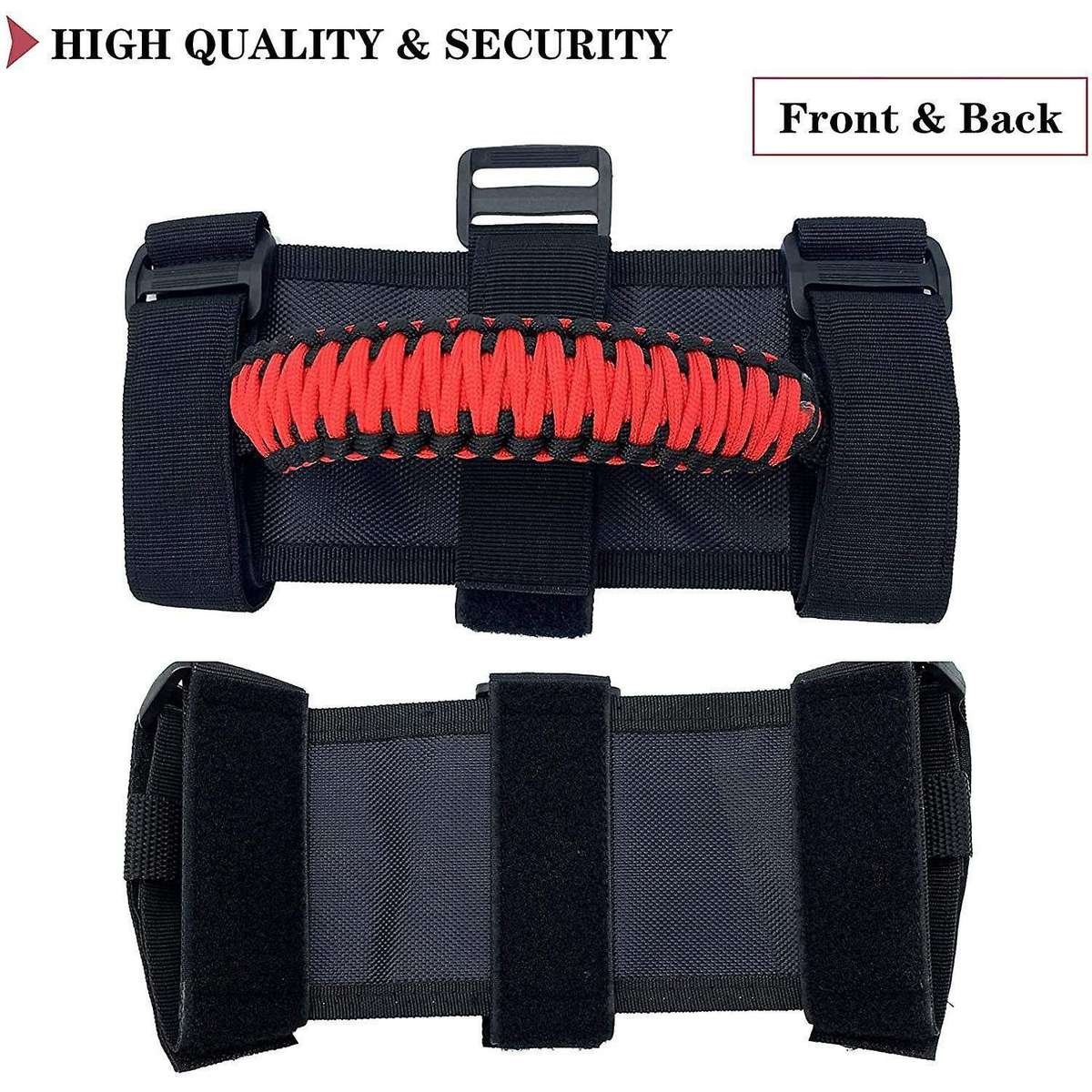 4Pcs/Pack Roll Bar Paracord Grab Handles Grip Handles for JK TJ JL CJ YJ -2021 JT UTV ATV (Red)