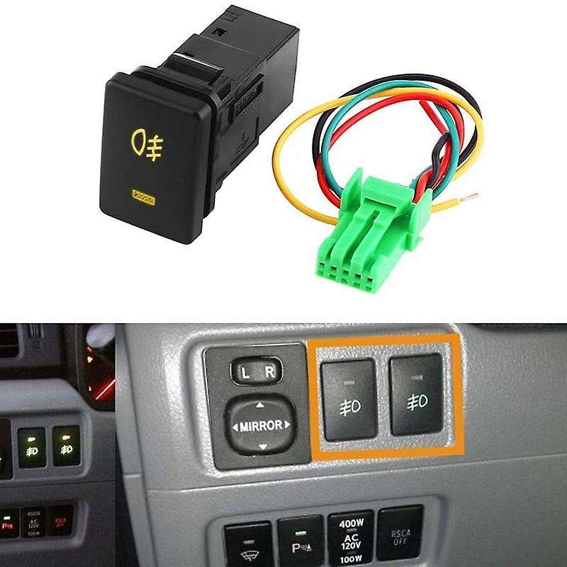 4-Pole 12V Push Button Switch with LED Lights Compatible Fog Lights(33x22mm)