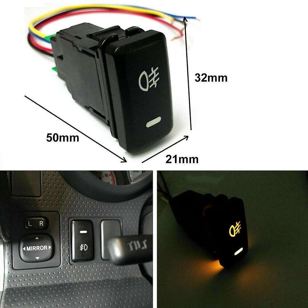 4-Pole 12V Push Button Switch with LED Lights Compatible Fog Lights(33x22mm)