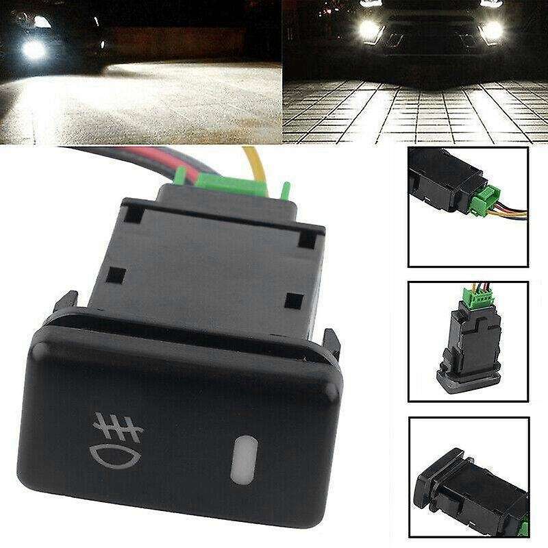 4-Pole 12V Push Button Switch with LED Lights Compatible Fog Lights(33x22mm)