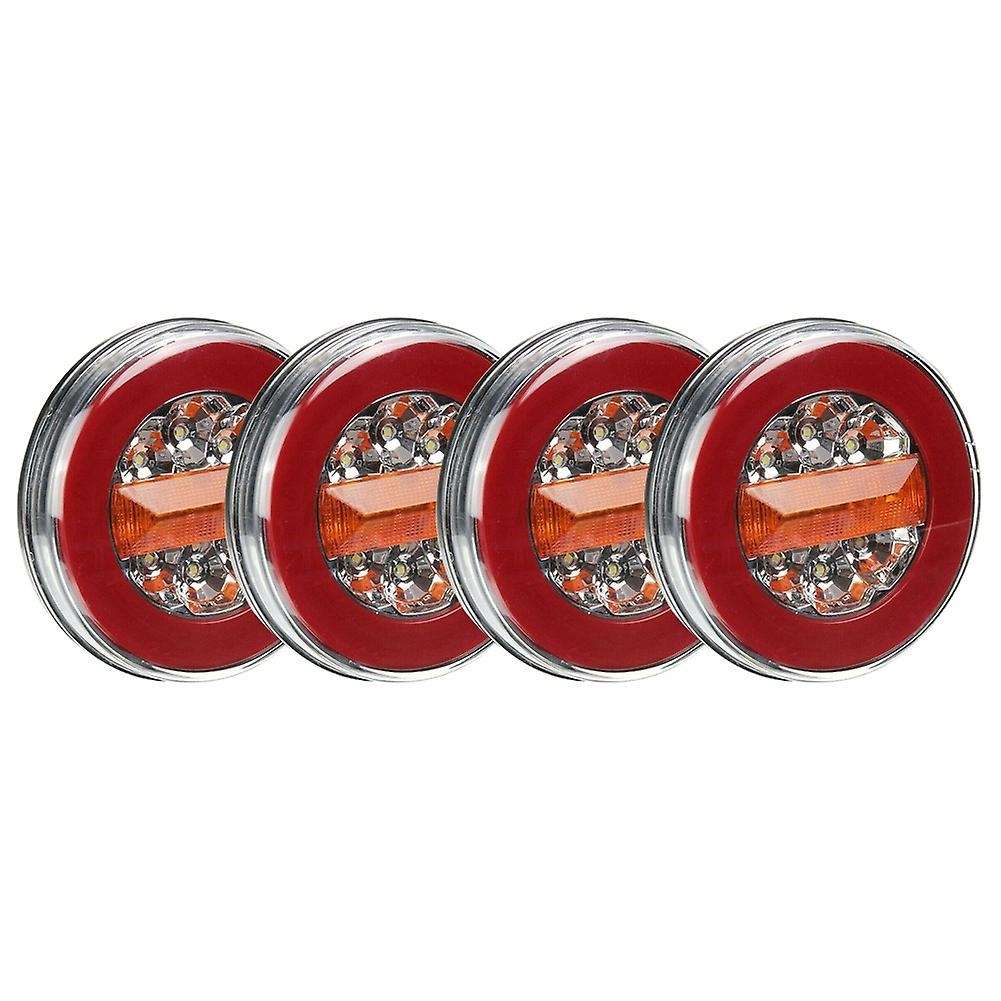 4X 43LED Round Hamburger Flowing Turn Stop Tail Light Truck Trailer 12-30V IP67