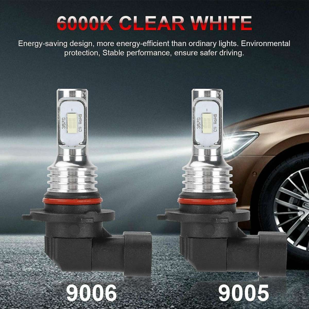 4X 9005 9006 Super White 6000K Combo LED Headlight Kit High Low Beam Fog Bulbs