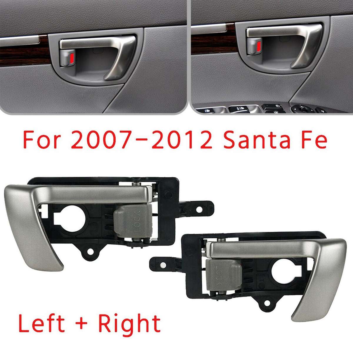 4x Interior Door Handle for 2007-2012 Hyundai Santa Fe with Gray Knob