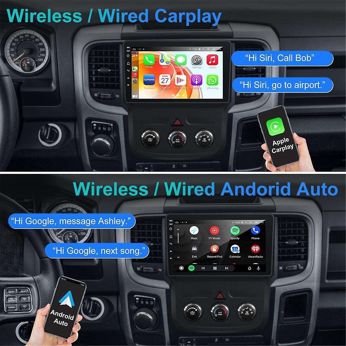 for Ram 1500 2500 3500 2013-2018 Car Stereo, 2+32g Android 12 9inch Touch Screen Radio Carplay Andro