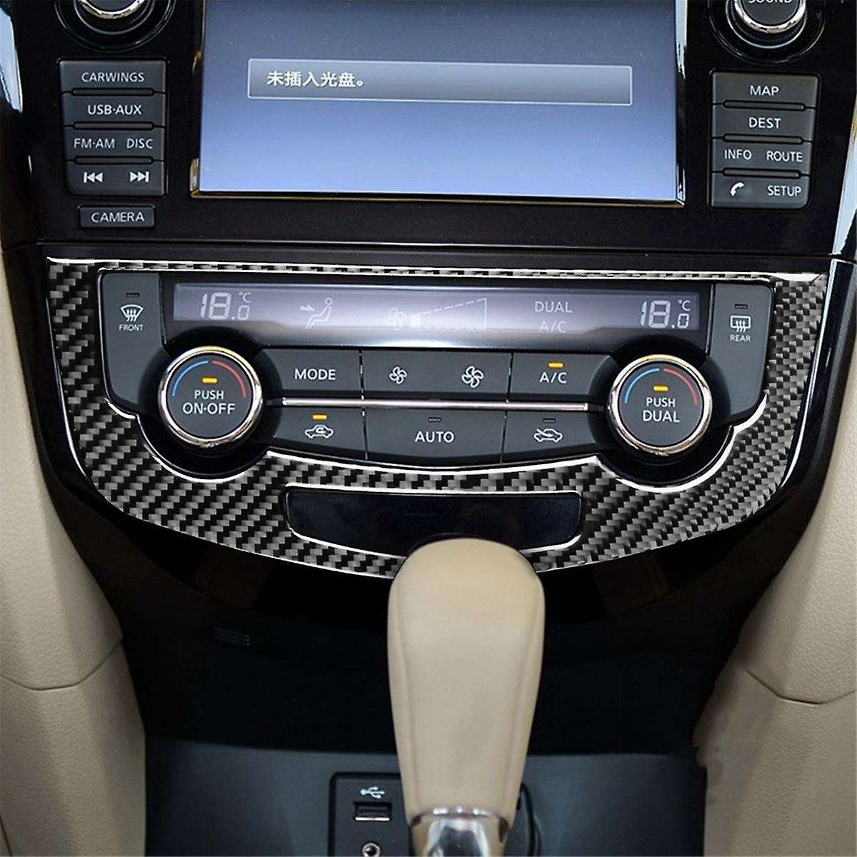 for Rogue T32 2013-2021 Carbon Fiber Car Air Conditioning Panel Cover Trim Sticker Interior Accesso