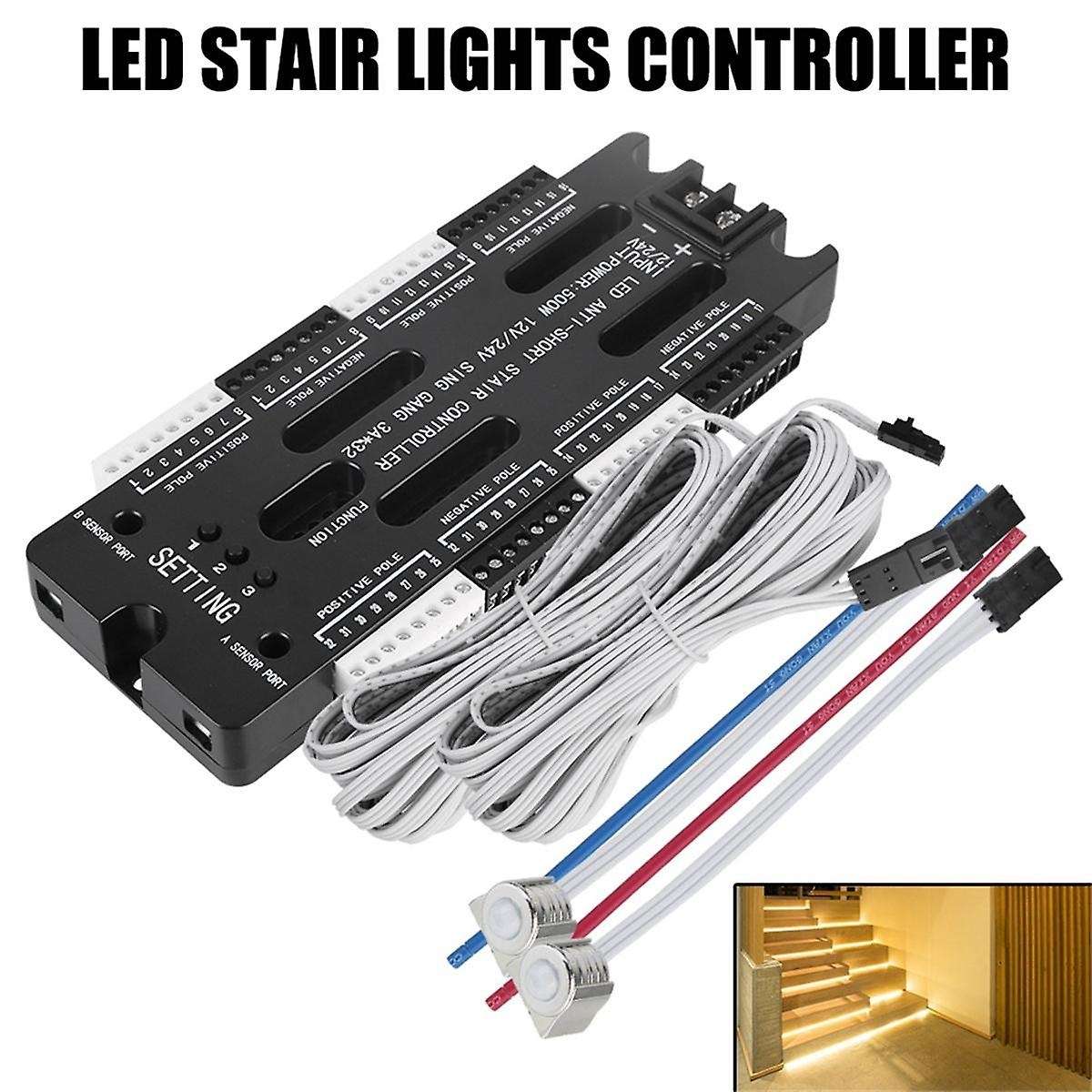 for Stairs Flexible Strip Indoor LED Motion Sensor 32 Channels Adjustable Brightness DC 12V 24V Sta