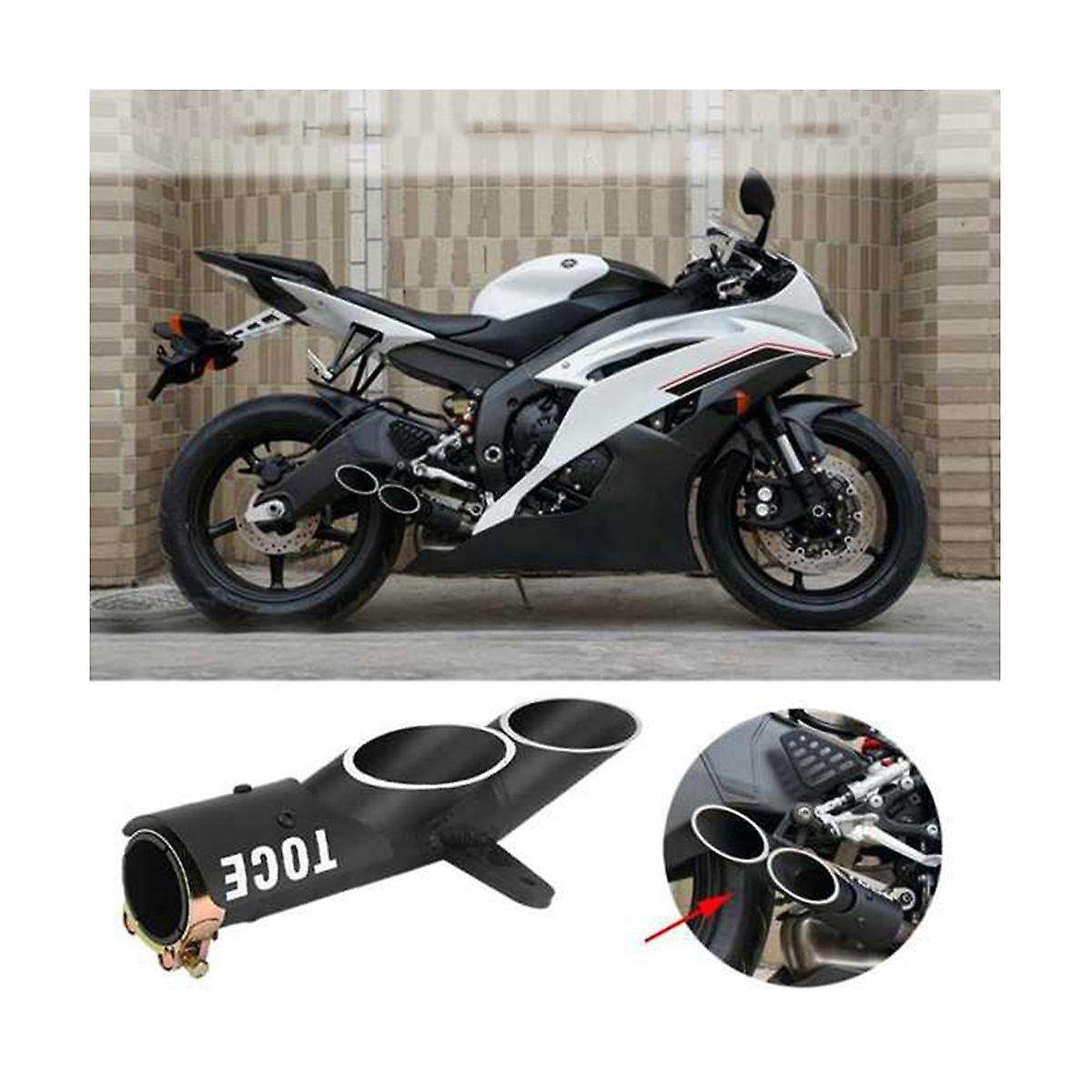 for Yzf-r6 Gsx-r Exhaust Pipe Motorcycle Double Outlet Exhaust Tail Pipe Muffler