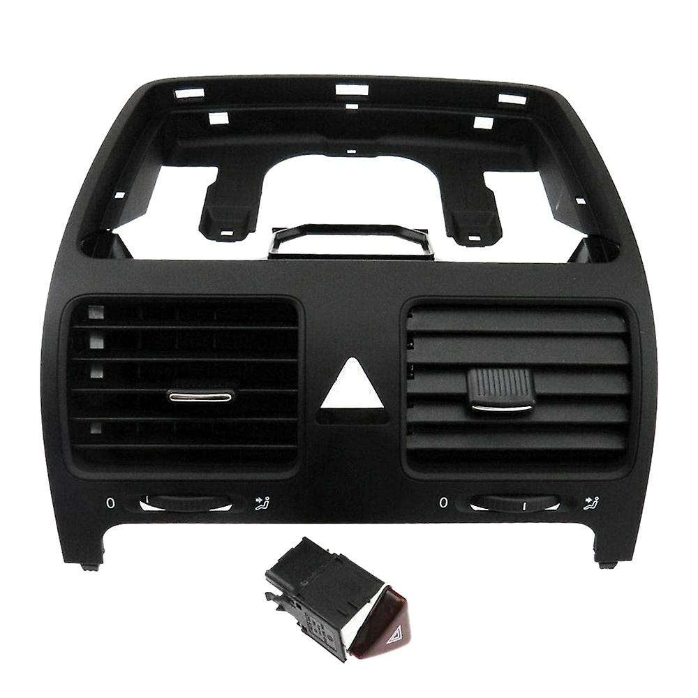 Front Central Dashboard Air Conditioning Outlet Vent with Warning Flasher Switch for Golf 5 MK5 Rabb