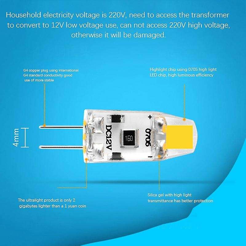 G4 LED Bulb 12V DC Dimmable COB LED G4 Bulb 1.5W 360 Beam to Replace 15W Halogen Lamp (Warm White)