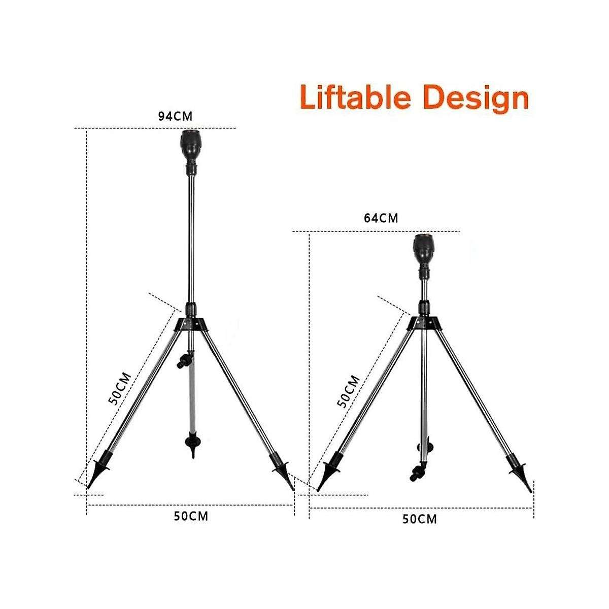Garden Automatic Rotating Sprinkler Stainless Steel Tripod Irrigation Stand 360-degree Water Jet Gar