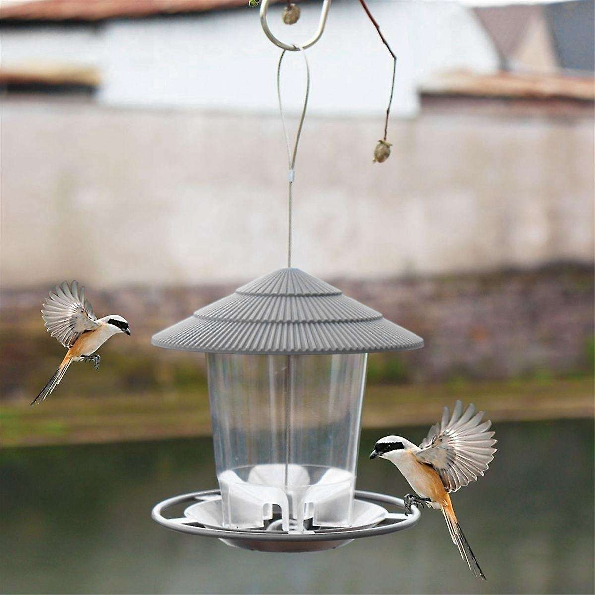 Garden Gazebo Hanging Wild Bird Feeder Outdoor Container Pet Bird Feeding House Type Bird Feeder Gre