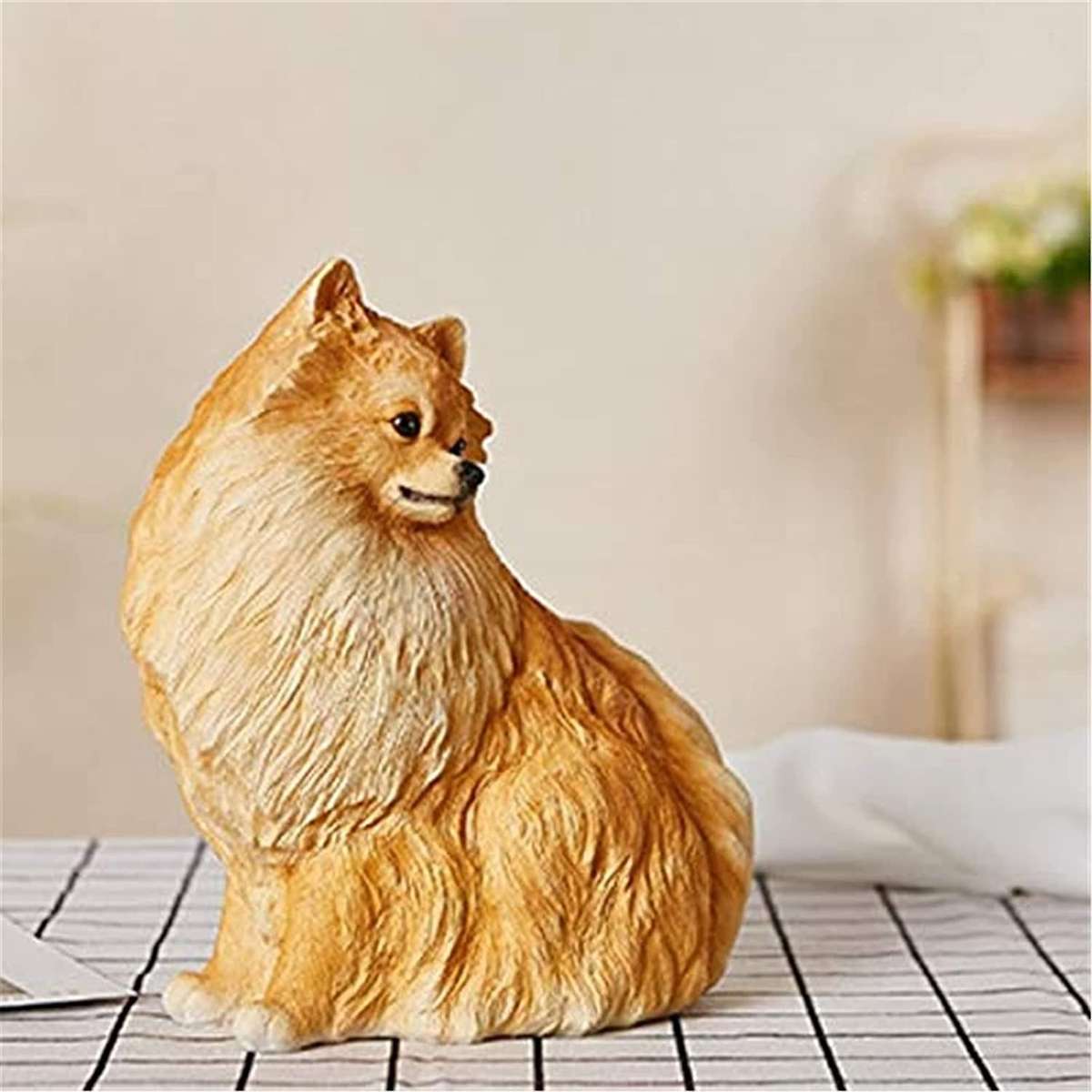 Garden Ornaments Outdoor Cute Pomeranian Statue Handmade Outdoor Garden Decoration Simulation Puppy