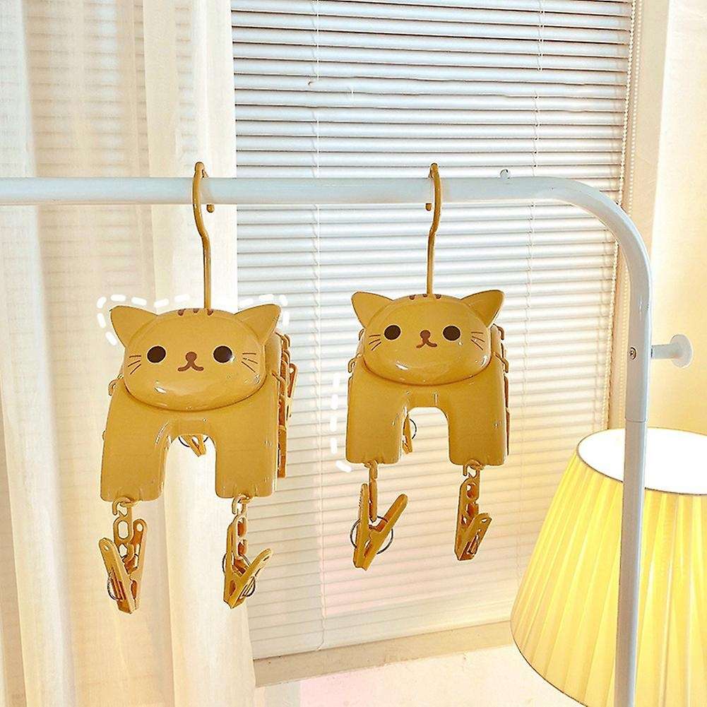 Girls Exclusive Super Cute Cat Drying Rack Multifunctional Drying Rack 10 Clips Drying Socks to Dry