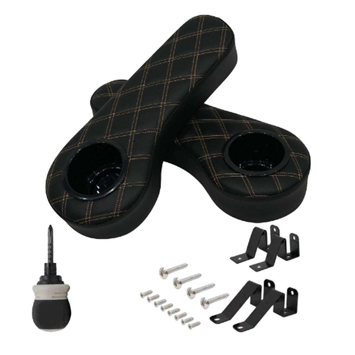 Golf Cart Armrest with Cup Holder No Drilling Armrest for Club Car Rear Seat Kit Side Flip Hinge Arm