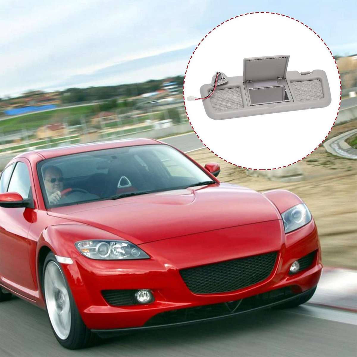 Gray Car Sun Visor Assembly Sunvisor Driver Left Side Fit for RX-8 2004-2011 FE88-69-320B-77