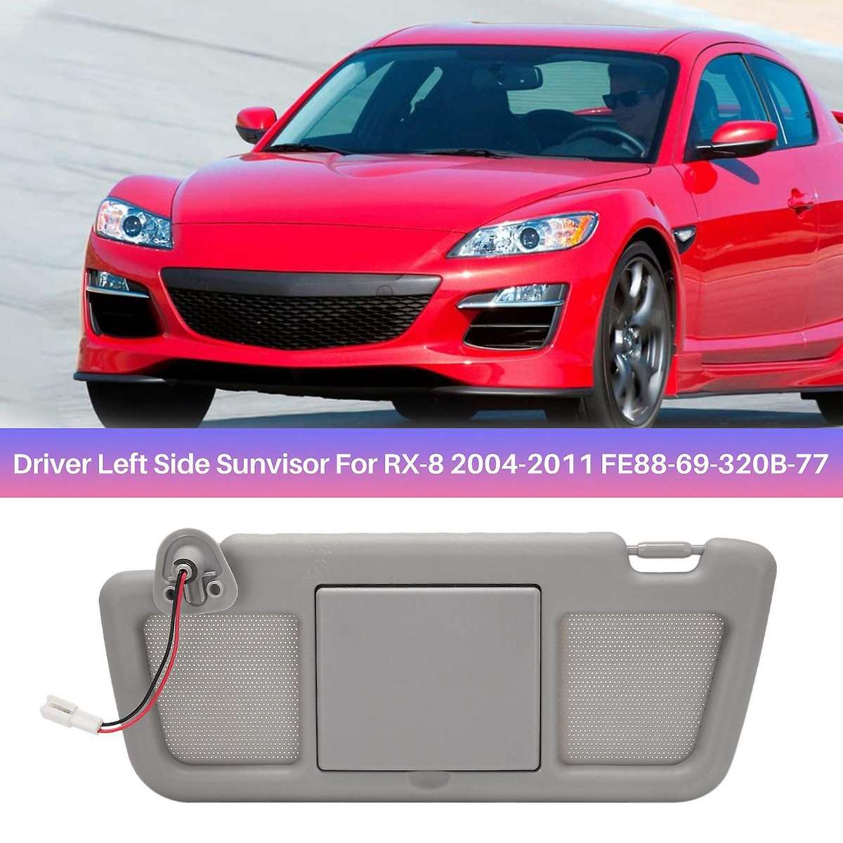 Gray Car Sun Visor Assembly Sunvisor Driver Left Side Fit for RX-8 2004-2011 FE88-69-320B-77