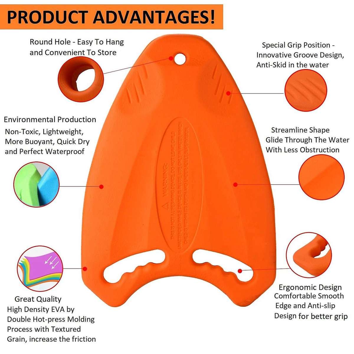 Green EVA Back Float Kickboard Training Plate Compatible Adult Children