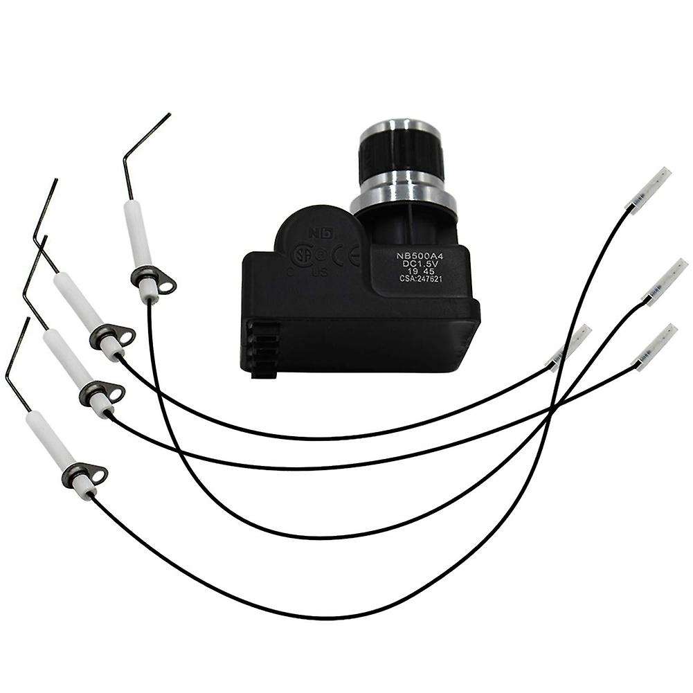 Grill Igniter Kit for Blackstone 28 Inch Griddle, 4 Outlet Universal Aa Battery Silver Cover Spark