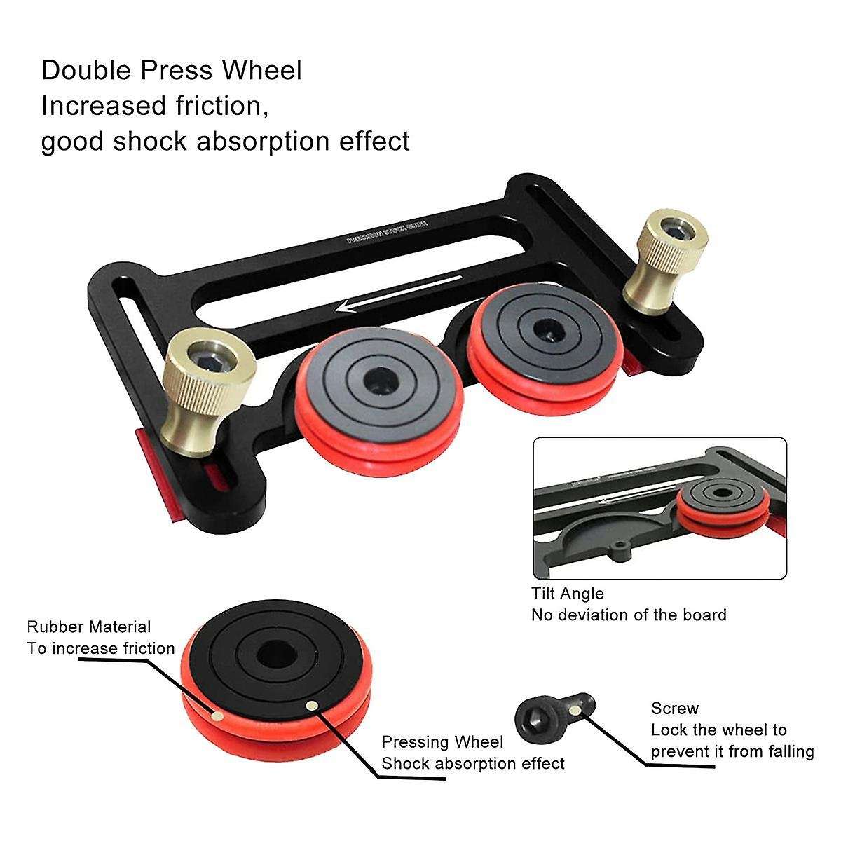 Guides for Table Saw, Dual Universal Featherboards with Sliding Blocks, Double Wheel Bearing Rolle
