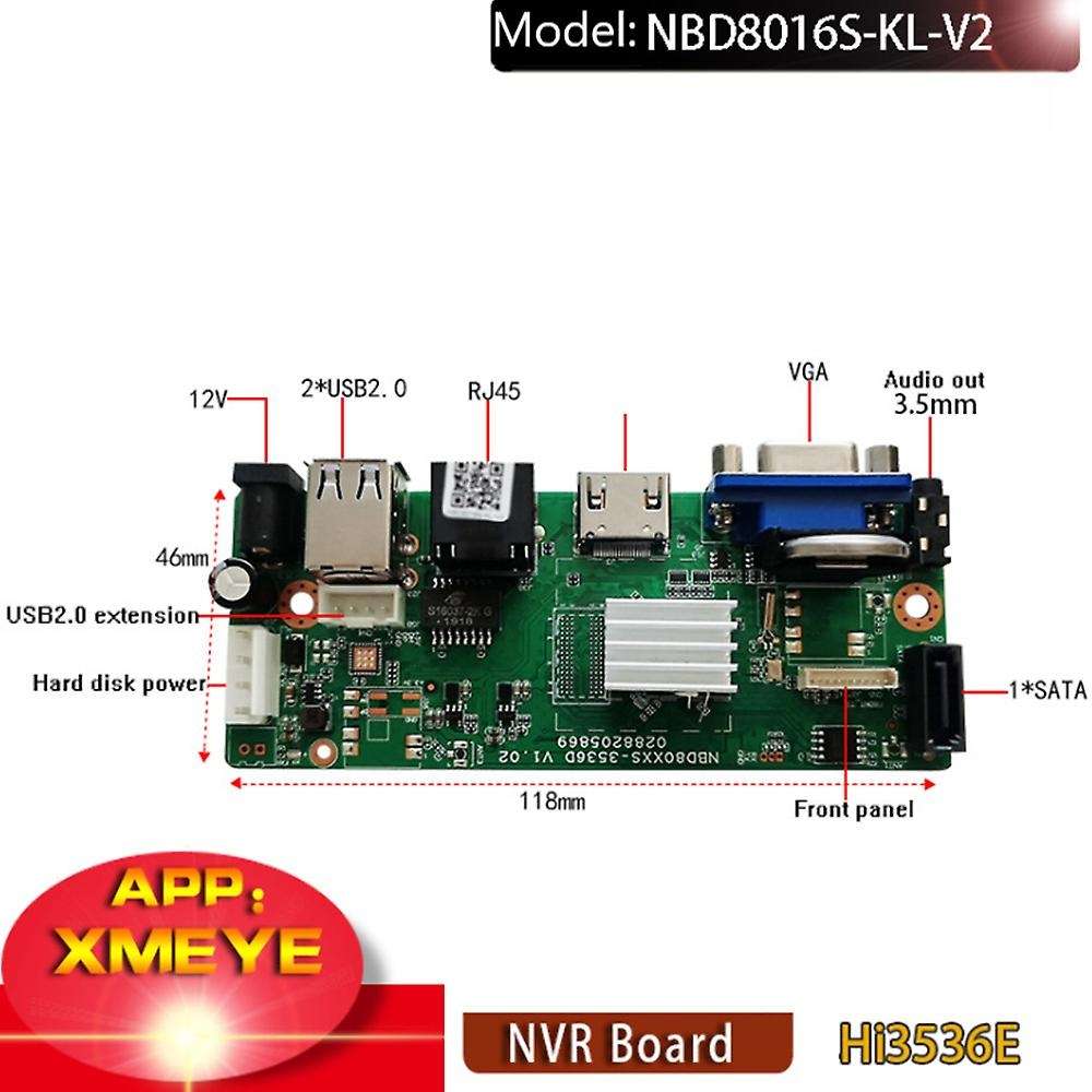 H265/H264 16CHx4K 5MP NVR Network Digital Video Recorder 1 SATA Cable for Motion Detection P2P XMEYE