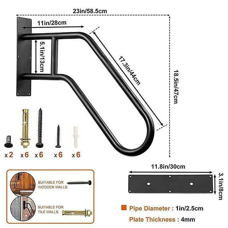 Handrails for Outdoor Steps Stair Railing , 1 to 3 Steps Stairs Wall Mounted for the Elderly, Disabl