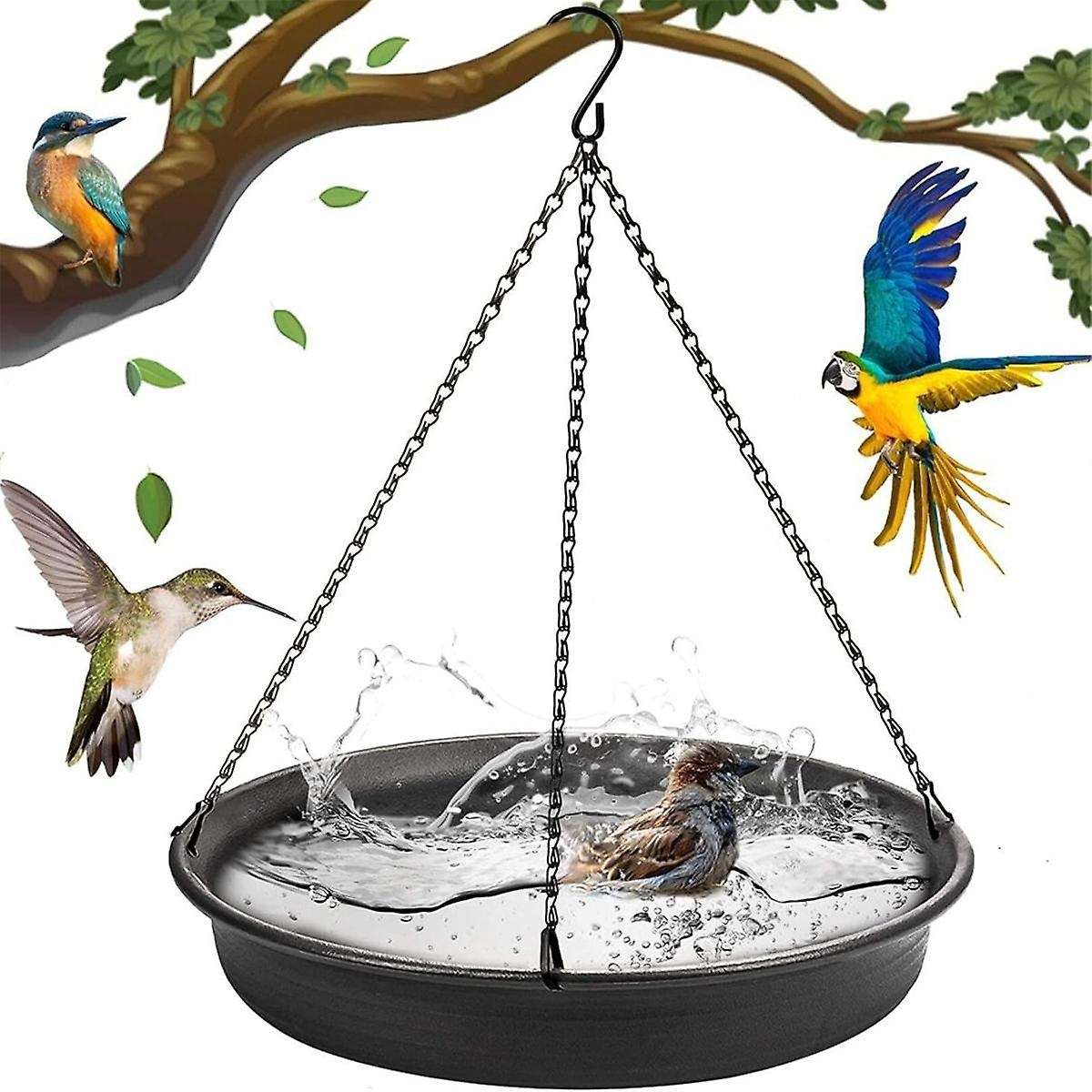 Hanging Bird Bath Hanging Bird Feeder Round Tray Thickened Resin Tray Deep Water Tray Bird Feeder Fe