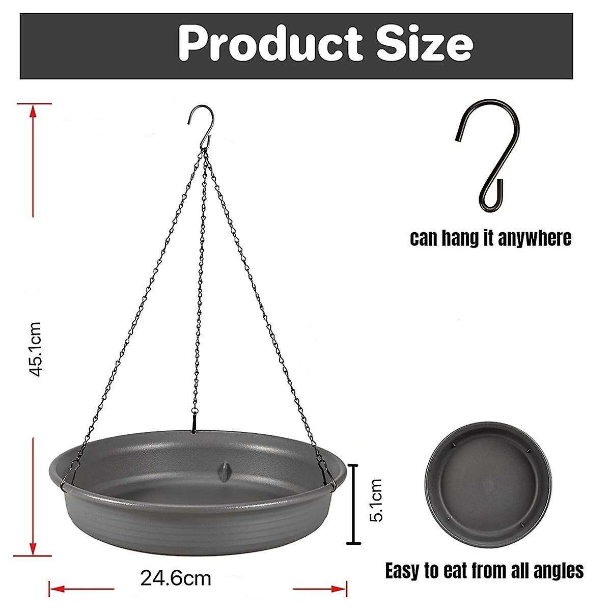 Hanging Bird Bath Hanging Bird Feeder Round Tray Thickened Resin Tray Deep Water Tray Bird Feeder Fe