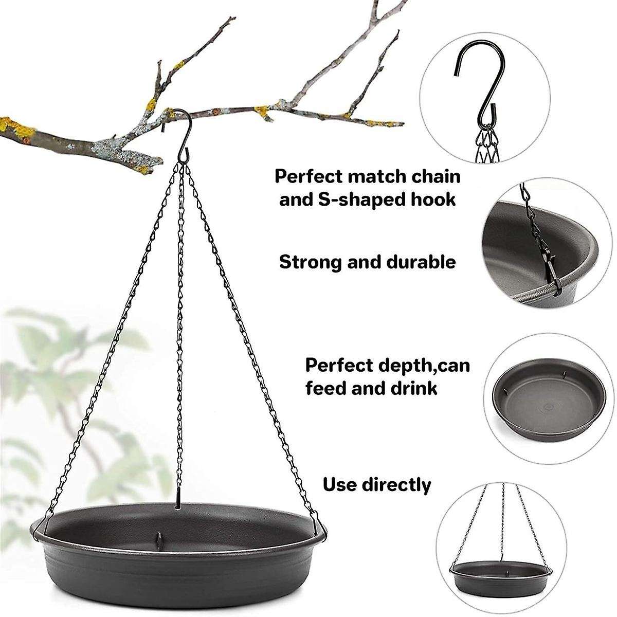 Hanging Bird Bath Hanging Bird Feeder Round Tray Thickened Resin Tray Deep Water Tray Bird Feeder Fe