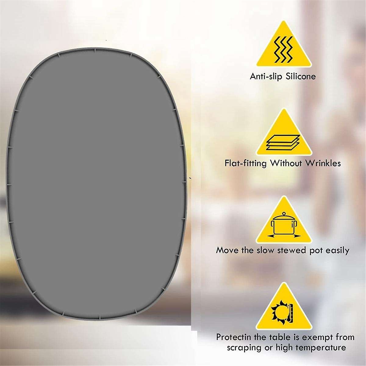 Heat Resistant Mat for 6-8 Quart Slow Cooker, Kitchen Heat Resistant Silicone Trivet,Oval Thickened