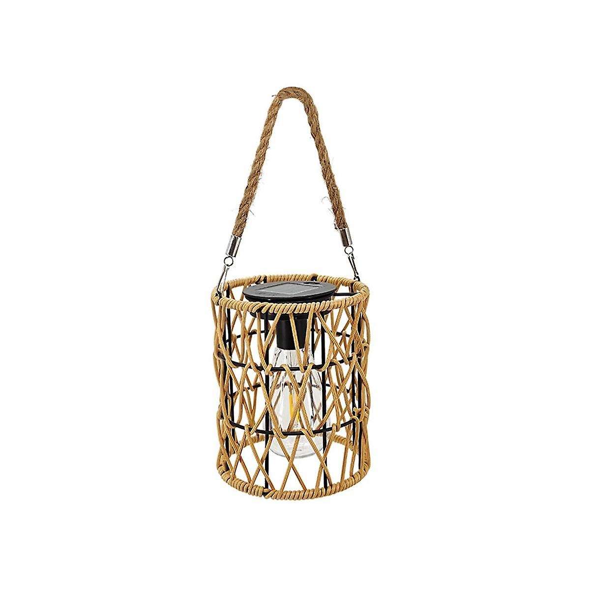 Hollow Out Solar Hanging Light Iron Rattan Woven Solar Light Garden Solar Hanging Lantern Yard Decor