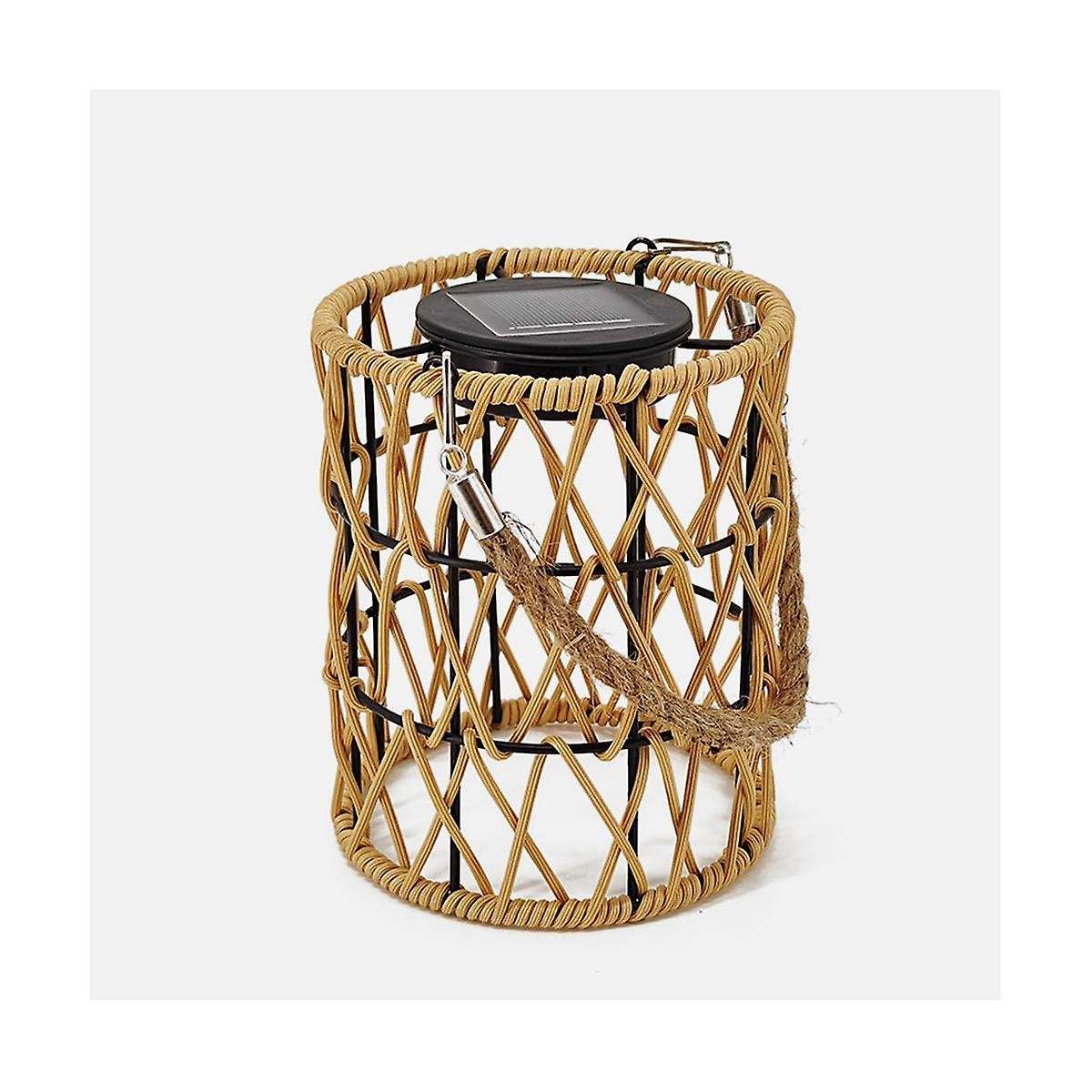 Hollow Out Solar Hanging Light Iron Rattan Woven Solar Light Garden Solar Hanging Lantern Yard Decor