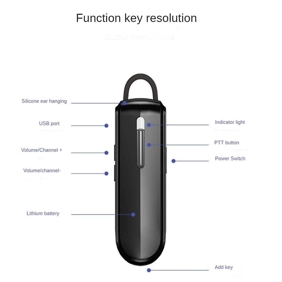 Hook-Type Walkie-Talkie Headset 500 Square Feet Area Use Mini Machine Hotel Hotel Civilian Headset