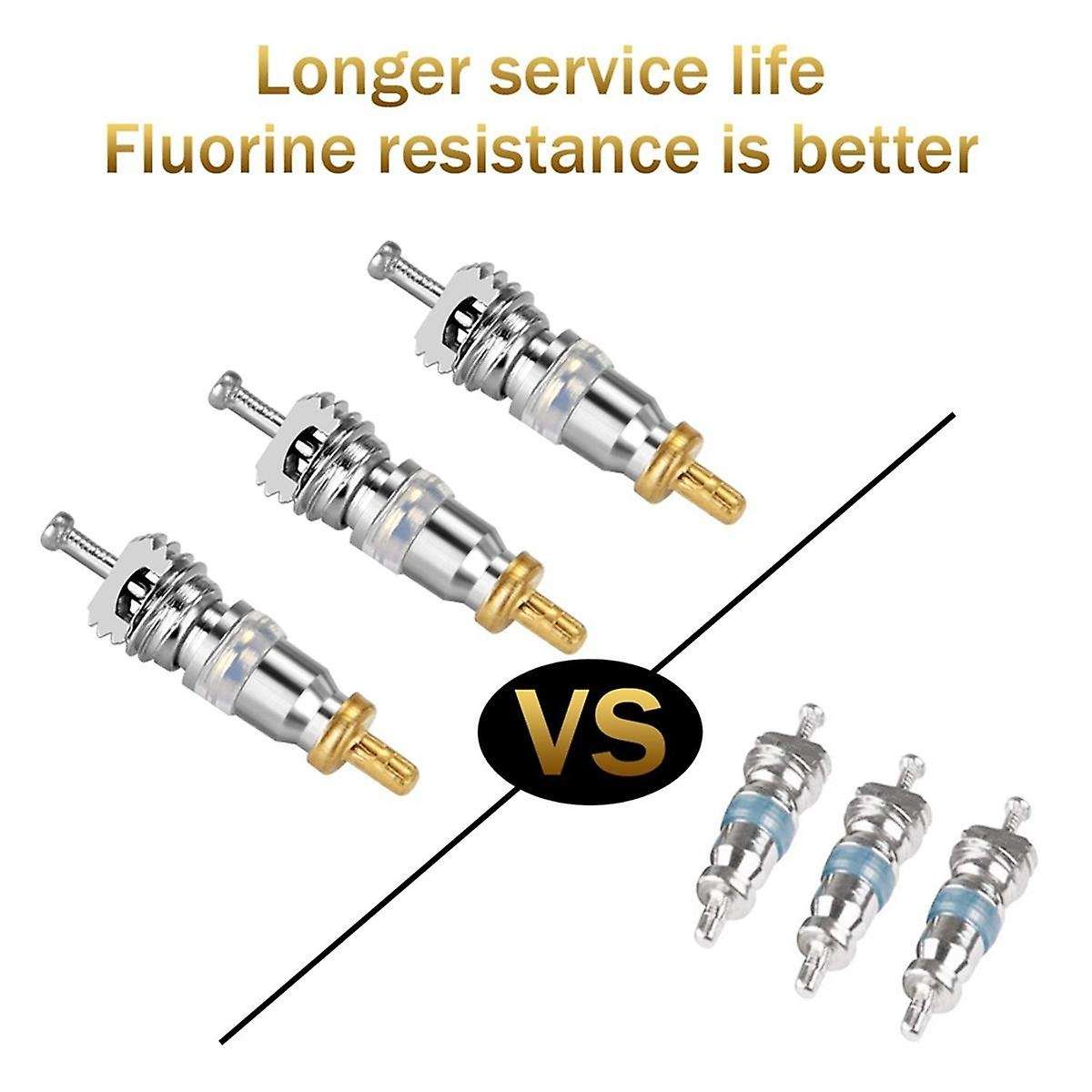 Hvac Valve Core Removal Tool, Valve Core Remover with Valve Cores, Nuts and R410 R32 Adapters, for R