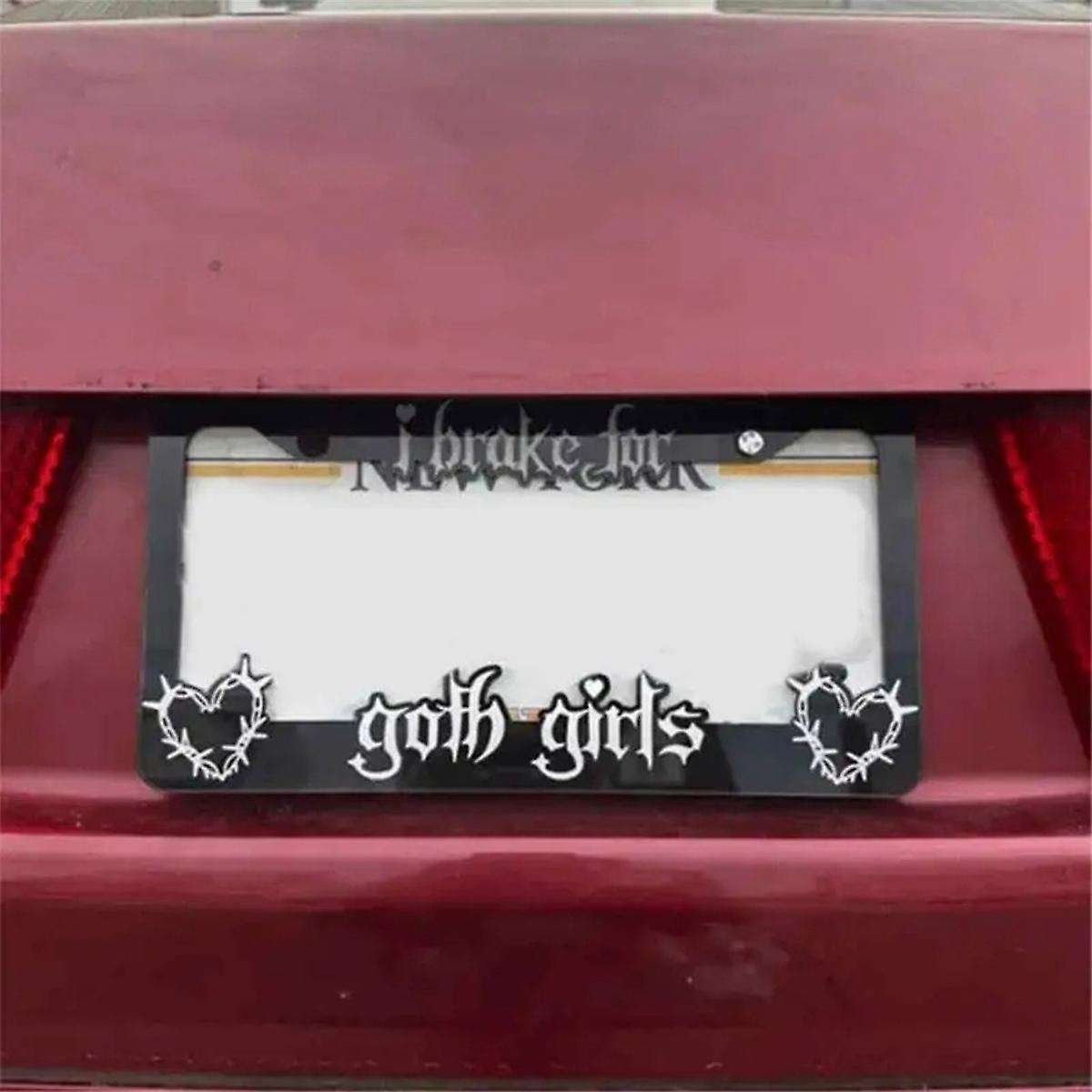I Brake for Goth Girls License Plate Frame Cover Black License Plate Frames Auto Plate Frames Porta