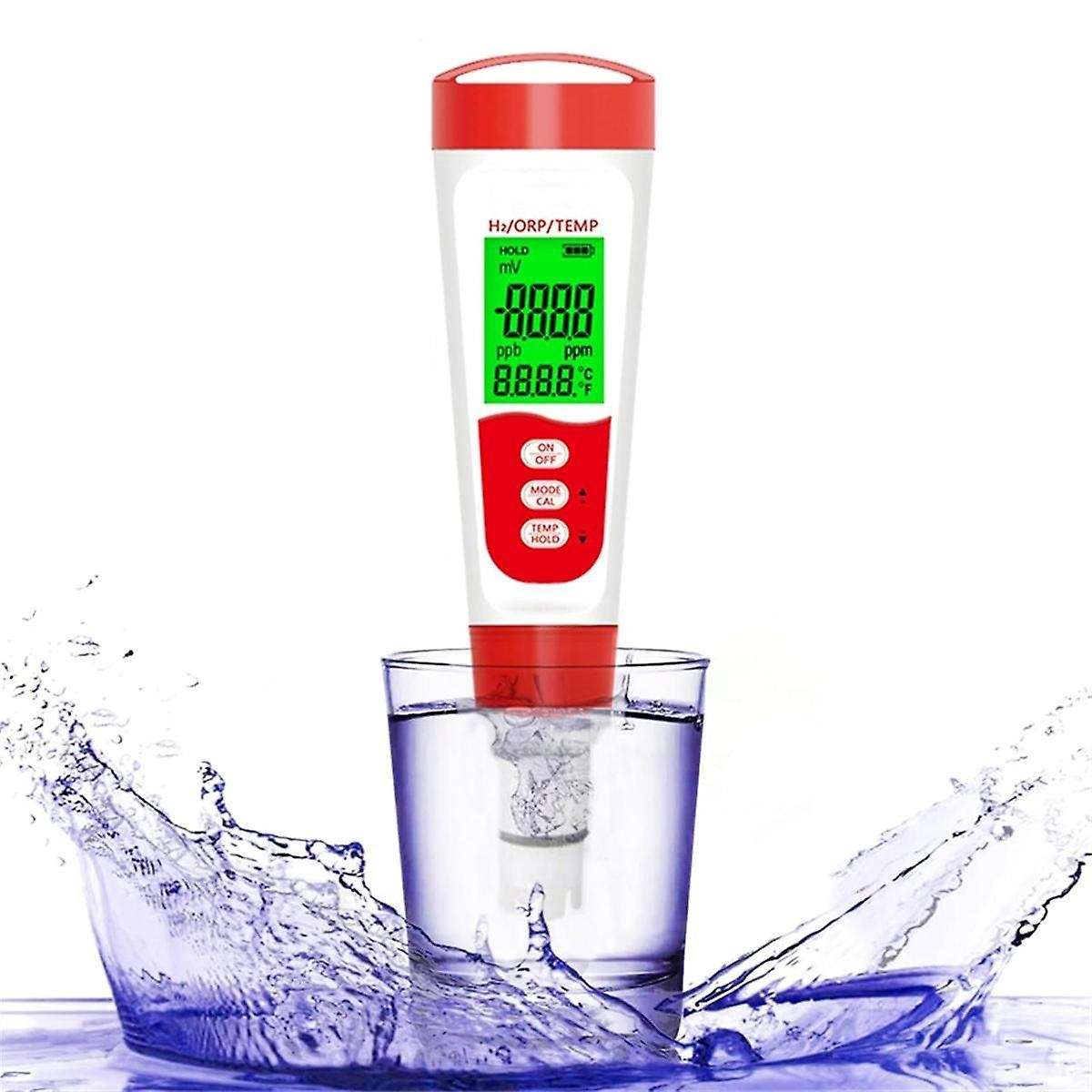 Hydrogen Water Bottle Test Meter, 3 in 1 H2/ORP/Temp Digital Hydrogen Level Tester Pen for Daily Dri