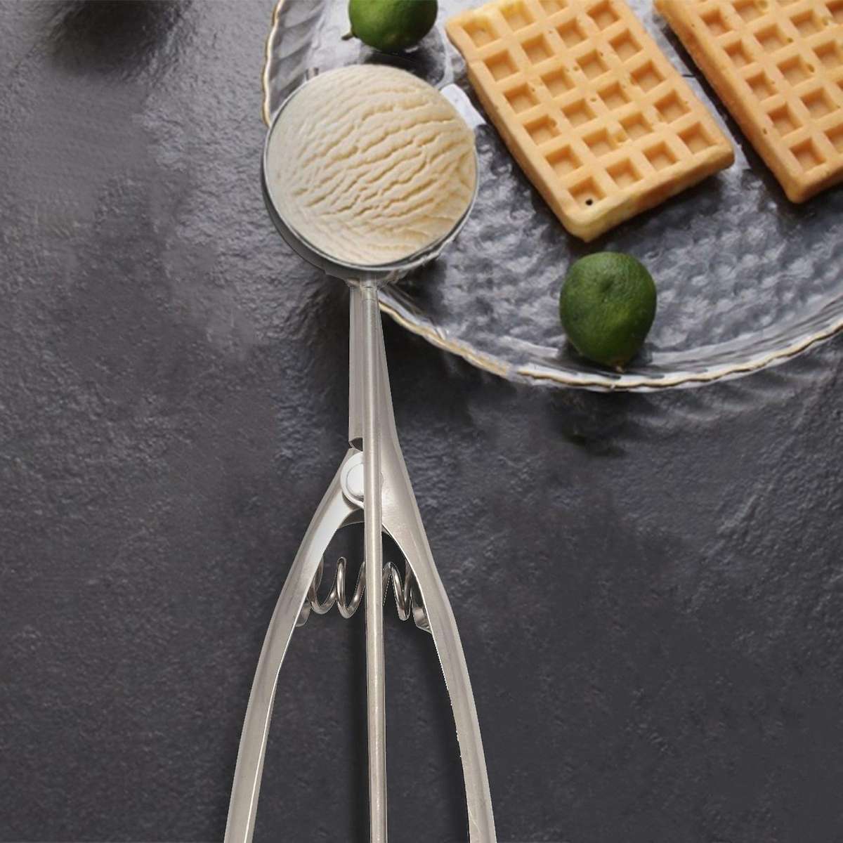 Ice Cream Scoop Biscuit Scoop Set, Stainless Steel Ice Cream Scoop with Trigger Release, Biscuit Sc