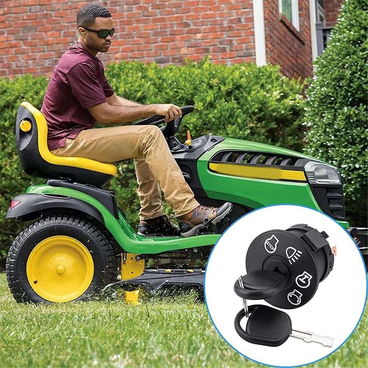 Ignition Switch with Key 7 Terminals Compatible for Deere John Riding Lawn Mower Replace 925-1741