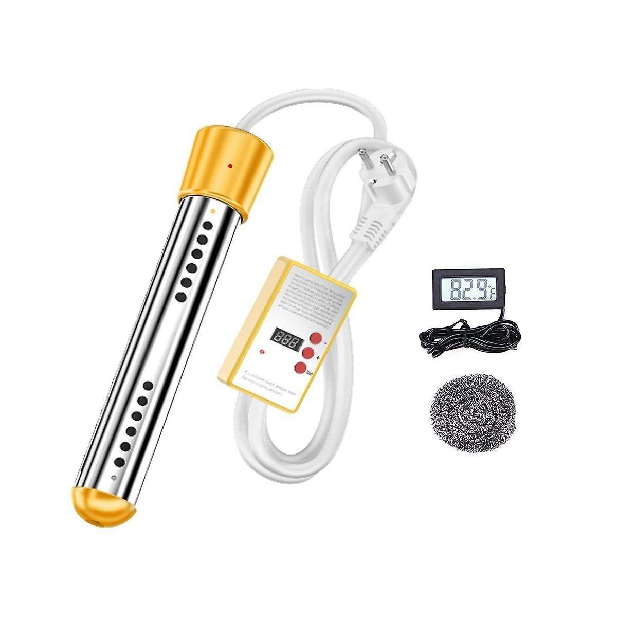 Immersion Water Heater, 1500w Electric Submersible Water Heater with Timer, Stainless Steel Cover E