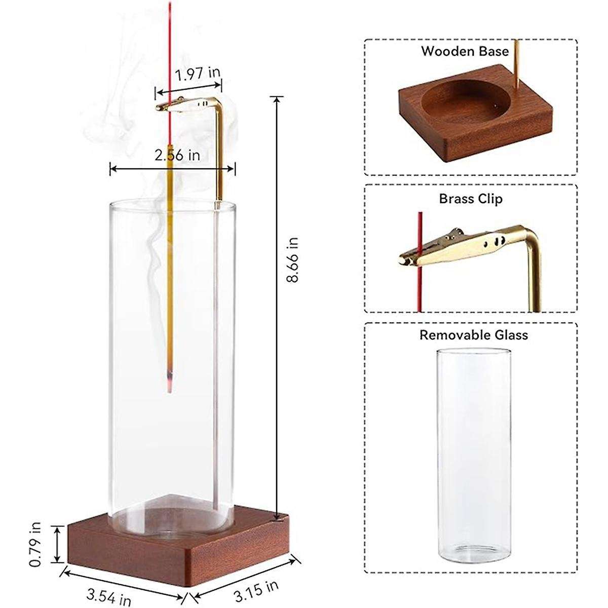 Incense Holder for Sticks, Insence-Stick Holder Ash Catcher with Removable Glass [Anti-Ash Flying],I